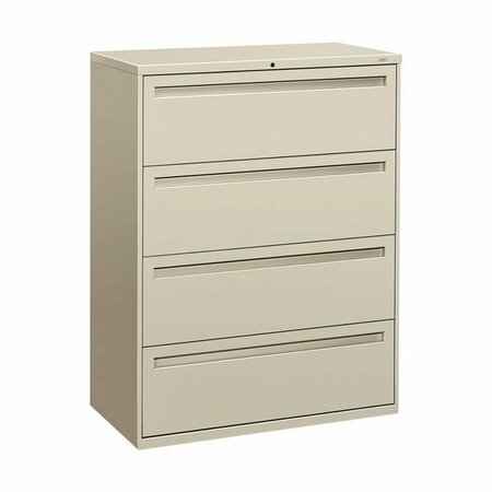 HON 794LQ 700 Series Light Gray Steel Four-Drawer Lateral Filing Cabinet - 42'' x 19 1/4'' x 53 1/4'' 328HON794LQ